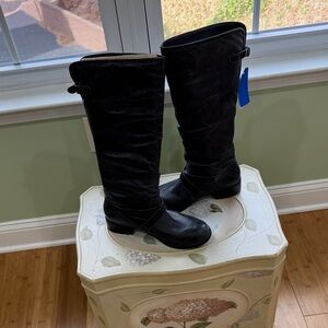 Boots Zigisoho tall dark blue leather size 9.5